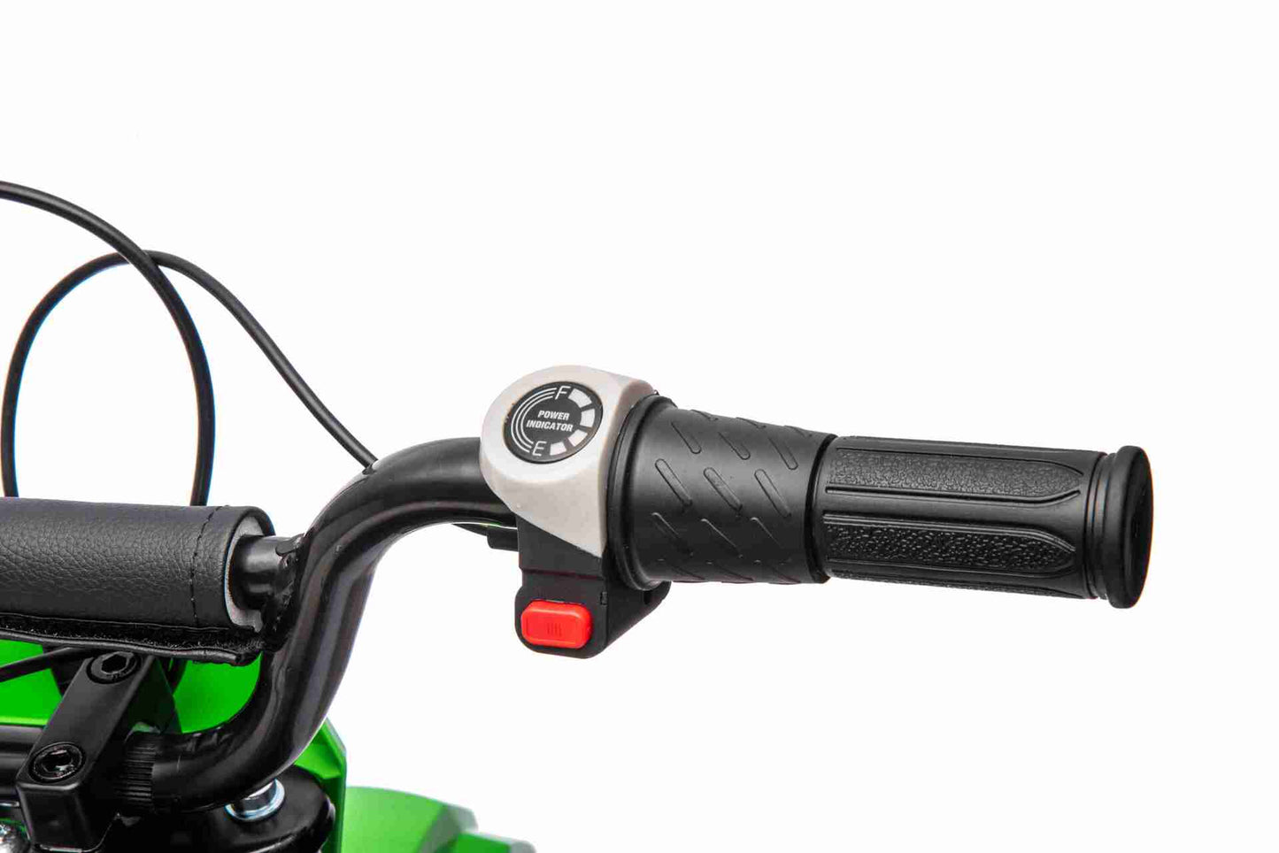 24V SCRAMBLER DIRTBIKE MOTORBIKE - 24V - 250W - LEATHER SEAT / AIR WHEEL - GREEN/BLACK