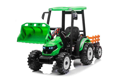 HOLLAND STYLE HIGH ROOF TRACTOR WITH BUCKET & TRAILER - 24V - GREEN