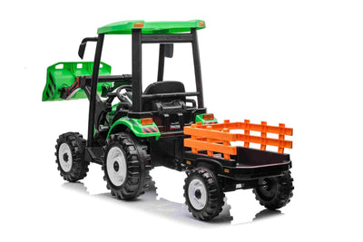 HOLLAND STYLE HIGH ROOF TRACTOR WITH BUCKET & TRAILER - 24V - GREEN
