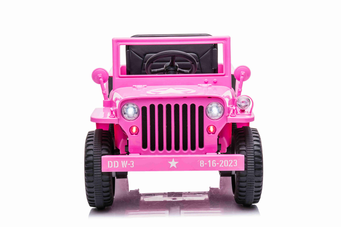 JEEP WILLY VINTAGE 12V CHILDREN'S RIDE ON CAR - LEATHER SEAT - EVA WHEELS - MP3 (PINK)