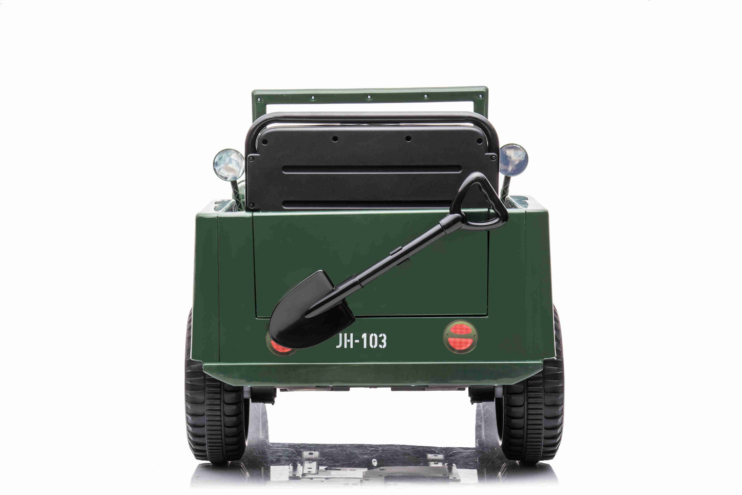 JEEP WILLY VINTAGE 12V CHILDREN'S RIDE ON CAR - LEATHER SEAT - EVA WHEELS - MP3 (ARMY GREEN)