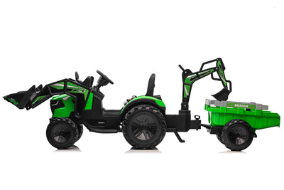 COMBO 24V TRACTOR - 3 IN 1 - MULTI FUNCTION WITH BUCKET, TRAILER, EXCAVATOR - GREEN