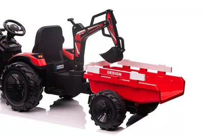 COMBO 24V TRACTOR - 3 IN 1 - MULTI FUNCTION WITH BUCKET, TRAILER, EXCAVATOR - RED