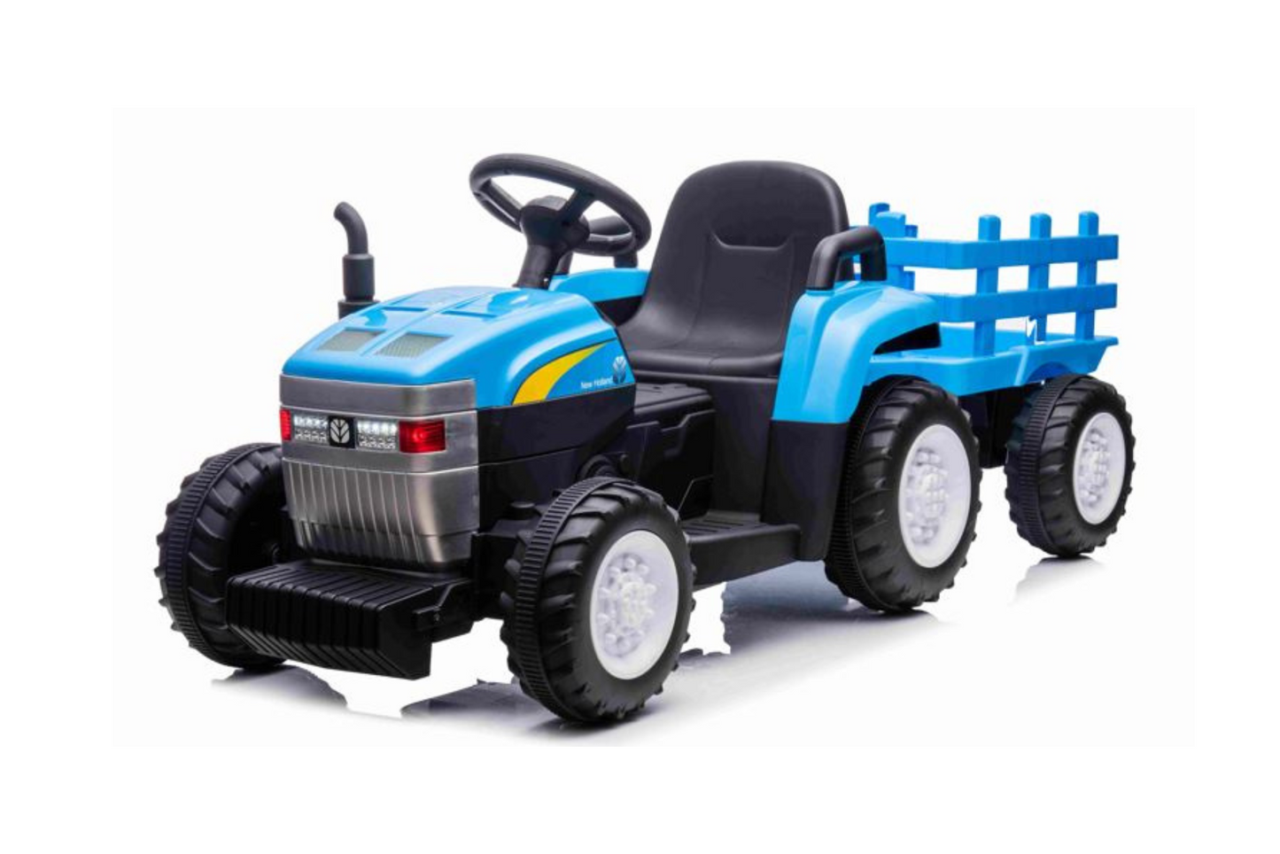 HOLLAND MINI T7 TRACTOR WITH TRAILER - 12V - BLUE