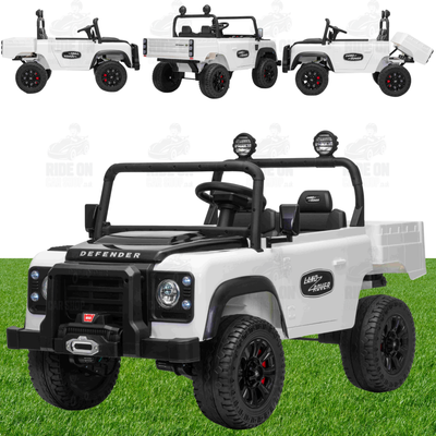 Land Rover Defender 90 Tipper - White | 24V | 4WD | Leather Seat | EVA Wheels