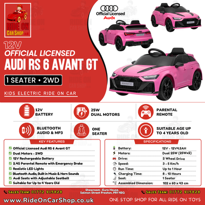 Audi RS 6 Avant GT - Pink | 12V | MP3 | Parental Remote