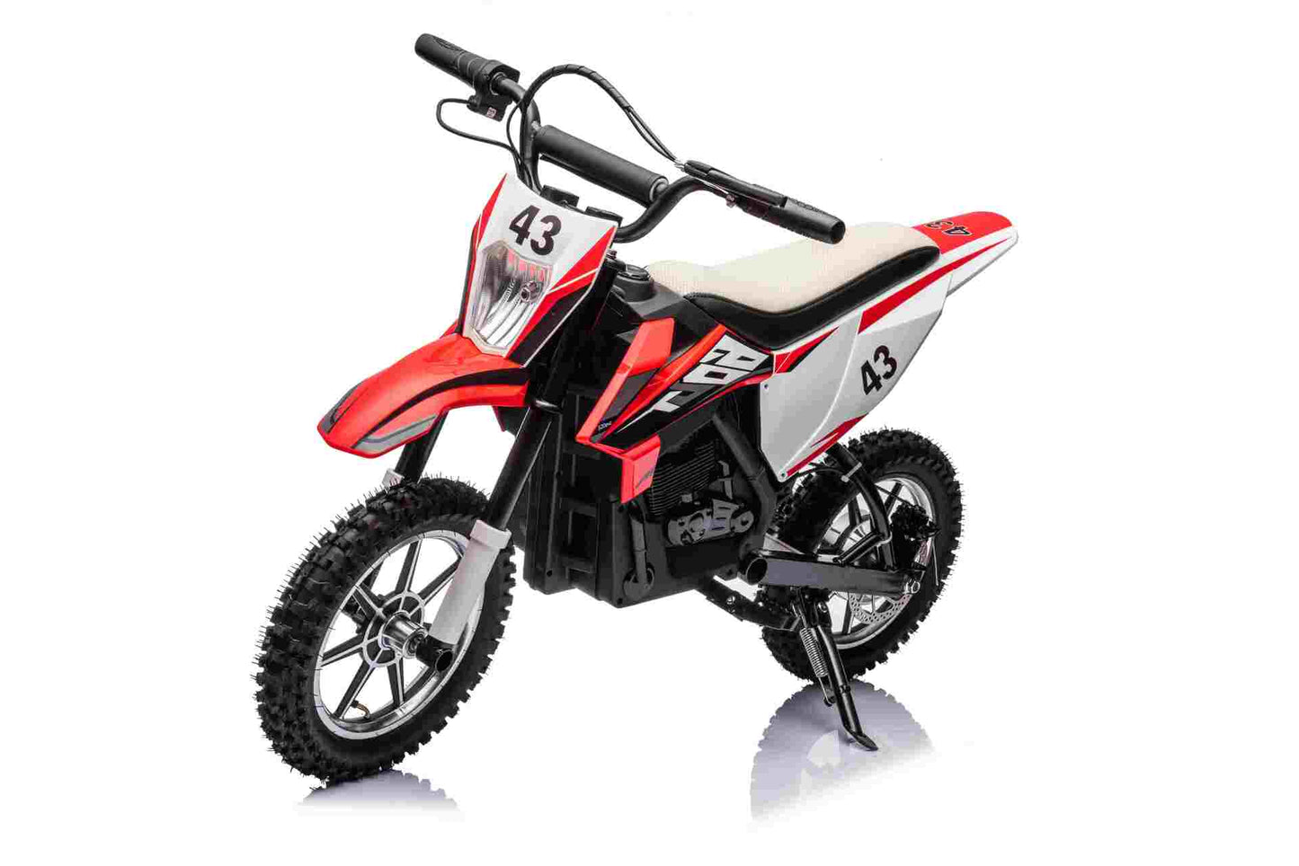 36V SCRAMBLER DIRTBIKE MOTORBIKE - 36V - 500W - LEATHER SEAT / AIR WHEEL - RED/BLACK