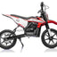 36V SCRAMBLER DIRTBIKE MOTORBIKE - 36V - 500W - LEATHER SEAT / AIR WHEEL - RED/BLACK