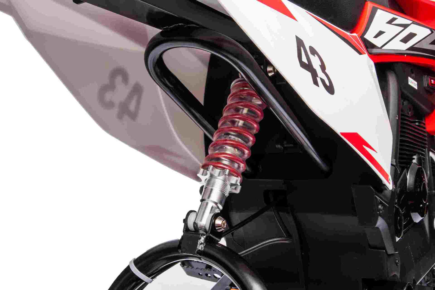 36V SCRAMBLER DIRTBIKE MOTORBIKE - 36V - 500W - LEATHER SEAT / AIR WHEEL - RED/BLACK