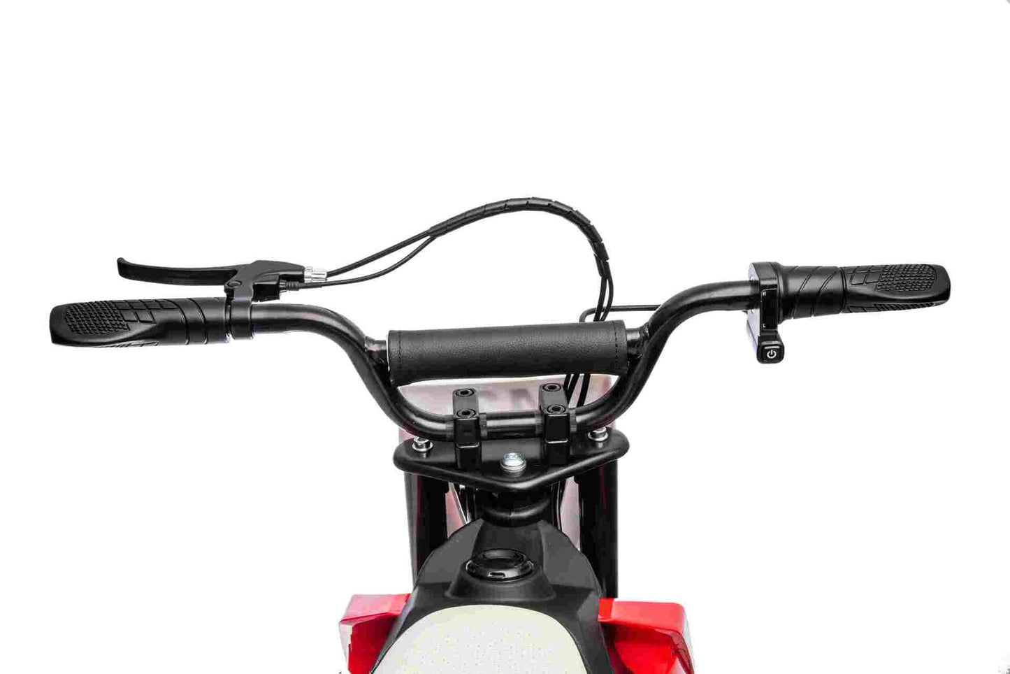 36V SCRAMBLER DIRTBIKE MOTORBIKE - 36V - 500W - LEATHER SEAT / AIR WHEEL - RED/BLACK