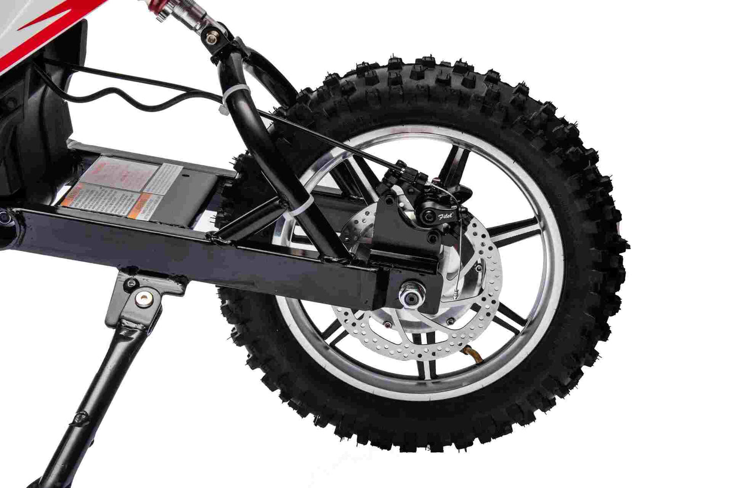 36V SCRAMBLER DIRTBIKE MOTORBIKE - 36V - 500W - LEATHER SEAT / AIR WHEEL - RED/BLACK