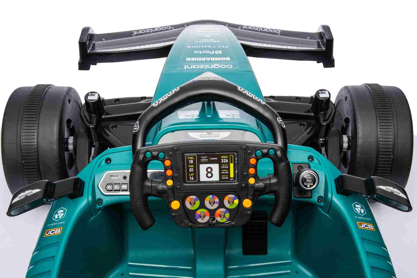 F1 CAR ASTON MARTIN - 24V - 4WD - LEATHER SEAT / EVA - MP3 - GREEN