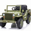 JEEP WILLY VINTAGE 12V CHILDREN'S RIDE ON CAR - LEATHER SEAT - EVA WHEELS - MP3 (OLIVE GREEN)