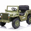 JEEP WILLY VINTAGE 12V CHILDREN'S RIDE ON CAR - LEATHER SEAT - EVA WHEELS - MP3 (OLIVE GREEN)
