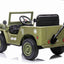 JEEP WILLY VINTAGE 12V CHILDREN'S RIDE ON CAR - LEATHER SEAT - EVA WHEELS - MP3 (OLIVE GREEN)