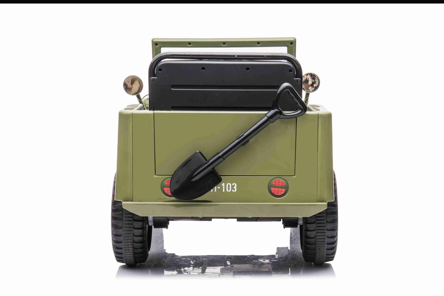 JEEP WILLY VINTAGE 12V CHILDREN'S RIDE ON CAR - LEATHER SEAT - EVA WHEELS - MP3 (OLIVE GREEN)