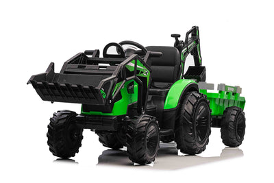 COMBO 24V TRACTOR - 3 IN 1 - MULTI FUNCTION WITH BUCKET, TRAILER, EXCAVATOR - GREEN