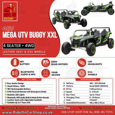 MEGA UTV BUGGY XXXL | 48V | 4 Seater | Leather Seat | EVA Wheels | 4WD