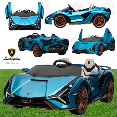 LAMBORGHINI SIAN - 24V - 2 SEATER - 4WD - LEATHER / EVA - PAINT METALLIC BLUE