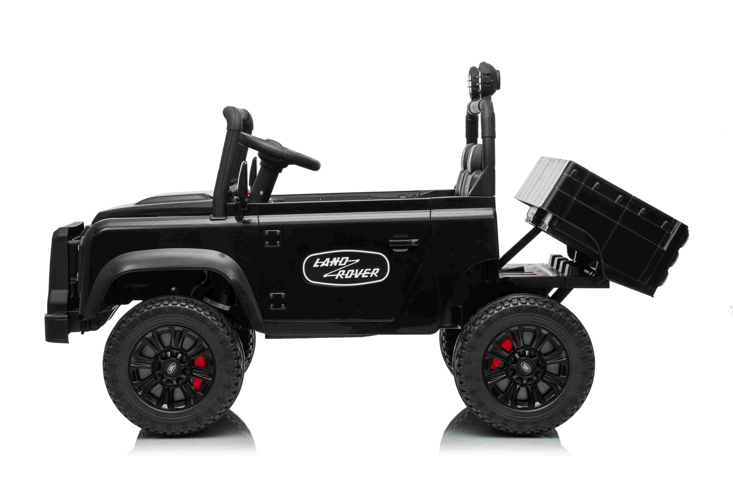 LAND ROVER DEFENDER 90 TIPPER - BLACK (24V / Leather Seat / EVA Wheels) - TIPPER