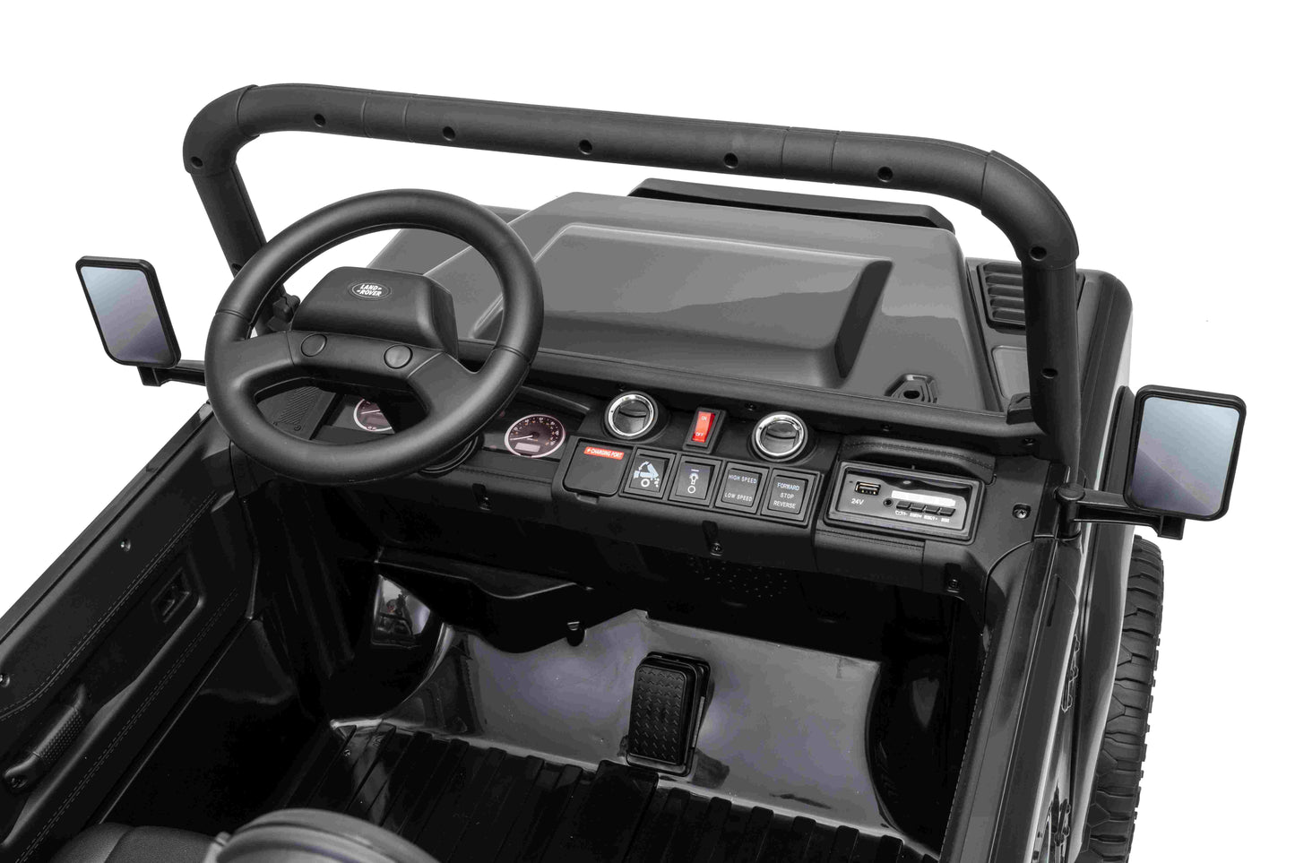 LAND ROVER DEFENDER 90 TIPPER - BLACK (24V / Leather Seat / EVA Wheels) - TIPPER