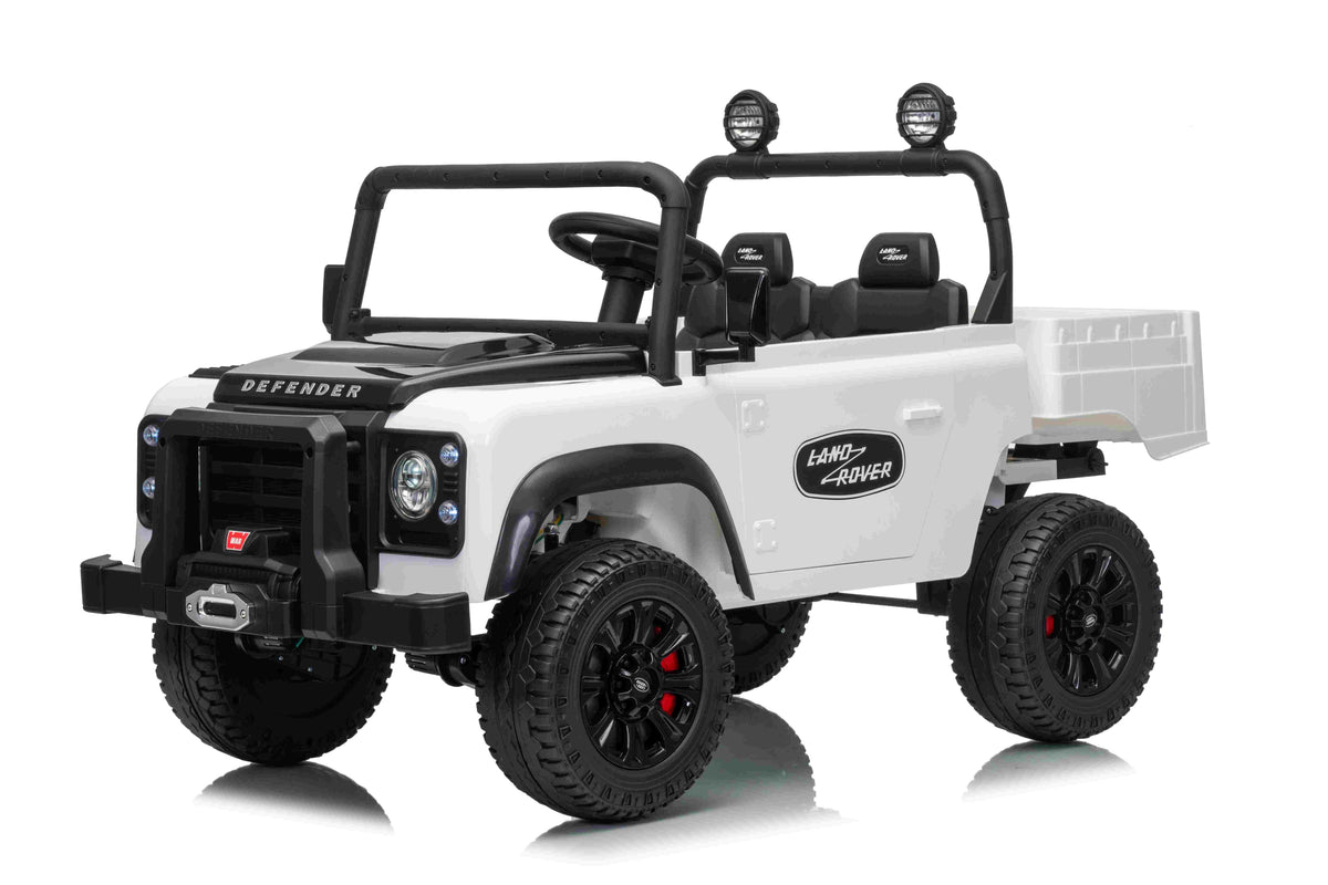 LAND ROVER DEFENDER 90 TIPPER - WHITE (24V / Leather Seat / EVA Wheels) - TIPPER