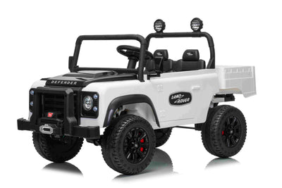 LAND ROVER DEFENDER 90 TIPPER - WHITE (24V / Leather Seat / EVA Wheels) - TIPPER