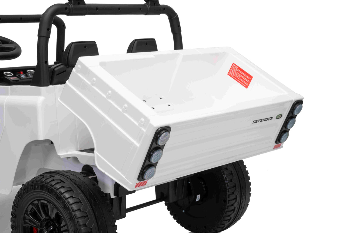 LAND ROVER DEFENDER 90 TIPPER - WHITE (24V / Leather Seat / EVA Wheels) - TIPPER