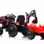 COMBO 24V TRACTOR - 3 IN 1 - MULTI FUNCTION WITH BUCKET, TRAILER, EXCAVATOR - RED
