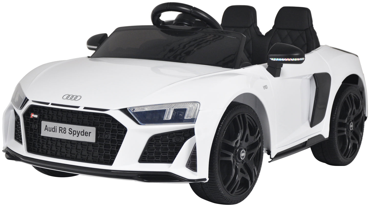 Licensed AUDI R8 Spyder 12V Children’s Ride On Car - MP3 - WHITE